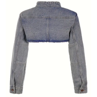 Haut court personnalisé veste en jean décontracté singe lavé col montant manteaux Y2K Vintage ceinturé vêtements d'extérieur pour femmes