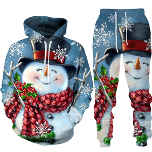 Ensemble de survêtements d'hiver personnalisés pour la famille de Noël à manches longues Lounge 100% Cotton Allover Sublimation Printing Christmas Set 2025 - Product Image 4