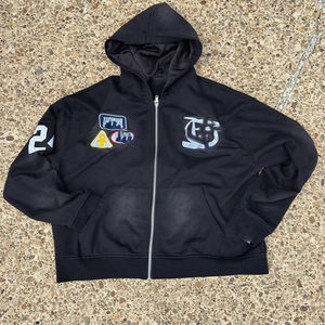 Ropa de calle Trajes de sudor lavados con ácido Cremallera Sudaderas con capucha recortadas Conjunto de chándal Pantalones de chándal vintage y conjunto de Sudadera con capucha para hombres - Product Image 6