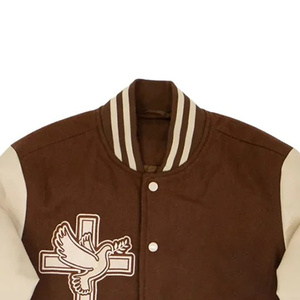 Offre spéciale, vestes pour hommes universitaires à la mode avec broderie personnalisée marron, vestes Letterman pour hommes, vestes décontractées pour homme, respirantes - Product Image 4