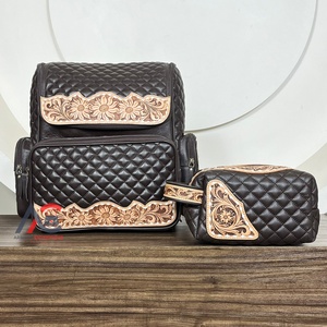 Nuevo diseñador de lujo, mochila acolchada de cuero genuino con herramientas manuales y neceser, conjunto de viaje de estilo occidental para hombres y mujeres - Product Image 1