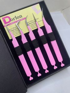 Pinzas de pestañas con agarre de diamante Pinzas de pestañas recubiertas de color rosa Logotipo privado Forma de L C Pinzas de extensión de pestañas de volumen Curvo - Product Image 6