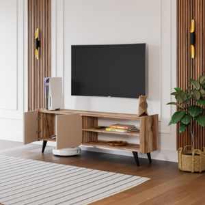 Meubles de salon et de chambre à coucher modernes turcs en bois beige, supports TV réglables et convertibles, entrepôt de meubles - Product Image 5