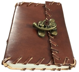 วารสารหนังนูนลึกทำด้วยมือด้วยการเย็บหนังและล็อคโลหะทำจากผ้าฝ้าย - Product Image 6