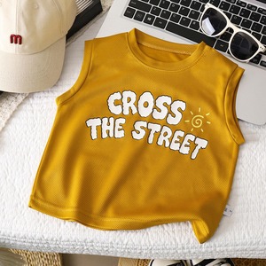 Camisetas sin mangas de alta calidad personalizadas de verano para niños, Camiseta de algodón, apliques de lavado ácido, ropa de calle bordada Vintage - Product Image 6