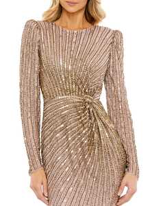 Vestido de tubo con cuentas de lentejuelas bordadas Vintage media manga de longitud completa estampado o-cuello Casual cóctel vestido Formal Poly - Product Image 5