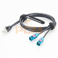 RJ45 Male ke 2 H-MTD Plug CAT6A kabel Ethernet otomotif Harness kabel Rosenberger asli konektor berpelindung E6S10A-1BZZ5-Z 1m