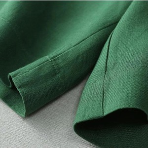 กางเกงขาสั้นทรงหลวมเอวสูงสำหรับผู้หญิงกางเกงขาสั้นแฟชั่นสไตล์เกาหลีสำหรับ2025ฤดูร้อนผ้าลินินลำลองสีเขียวพื้น - Product Image 3