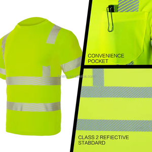 Hi <b>Vis</b> Construction Work Safety <b>T</b>-<b>Shirt</b> Dry Fit Polyester with Customizable Logo and Collar for <b>High</b> Visibility Workwear - Product Image 3