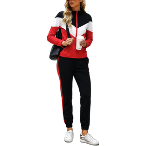 Conjunto Deportivo Rojo para Mujer, 2 Piezas, Sudadera con Cremallera de Manga Larga y Pantalones Deportivos con Bolsillo - Product Image 1