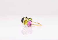 Tendance 100% pierre de naissance naturelle émeraude tanzanite pierre précieuse naturelle 18K or jaune pur empilable anneaux d'éternité pour son OEM