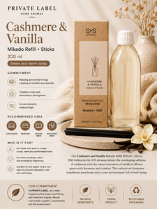 Private Label Cashmere & Vanilla <b>Reed</b> <b>Diffuser</b> Refill 200ml OEM | Mikado Refill with <b>Sticks</b> | Spain EU - Product Image 3