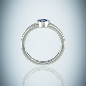 แหวนควอตซ์ชั้นดี925เงินสเตอร์ลิงแท้สีน้ำเงินบุษราคัมมอยส์ซอไนต์สำหรับงานปาร์ตี้ - Product Image 3