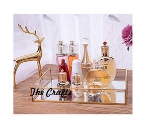 Bandeja organizadora y de almacenamiento de metal y espejo de tres tamaños diferentes con bandeja de tocador de diseño admirable de La India - Product Image 5