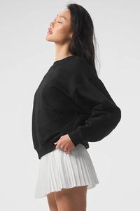 Sudadera con capucha de poliéster/algodón de alto gramaje, cuello en V, estampada, ecológica, para mujer, con logo frontal y corte crop, ideal para otoño. - Product Image 3