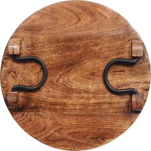 ถาดเสิร์ฟของโรงแรมแบบกำหนดเองได้ทันสมัยถาดไม้ขนาดใหญ่พร้อมเปลือกและที่จับโลหะสำหรับอาหารเช้า - Product Image 4