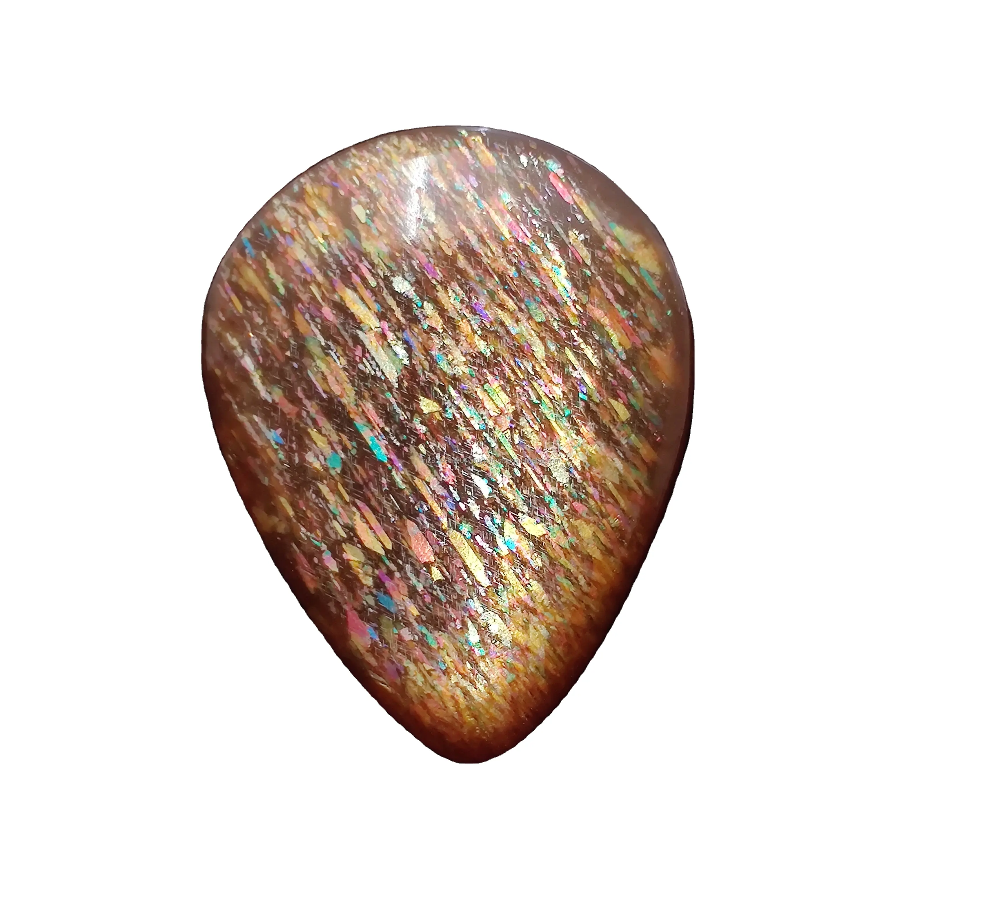 Hujan Meteor Pelangi Batu Matahari alami Cabochon kualitas terbaik bentuk pir Multi Flash perhiasan batu permata longgar