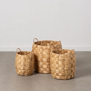 Sustainable natural woven <b>wicker</b> container <b>baskets</b> handmade round water hyacinth storage <b>baskets</b> - Product Image 6