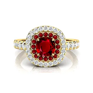 Handmade Statement Rings in 18k Solid Gold Adorned with Natural July Birthstone Ruby Gemstone & Real White Diamonds Wholesale