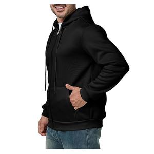 ผ้าคอตตอนแขนยาวสำหรับผู้ชายผ้าคอตตอน100% สีล้วนมีฮู้ดซิปสวมใส่สบาย - Product Image 3