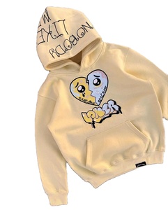 Sudadera con capucha Beige de gran tamaño Unisex nueva personalizada, Jersey de invierno con estampado de pantalla Vintage gráfico de peso pesado - Product Image 3