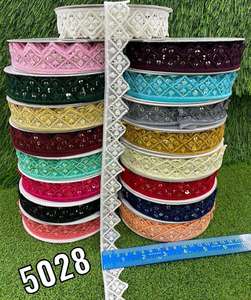 Cordones florales bordados hechos a medida con lentejuelas Estilos tradicionales de lujo en colores surtidos para artesanías de diseñadores de ropa - Product Image 4