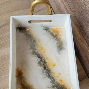 CHATON MEILLEUR PLATEAU EN RÉSINE MODERNE FAIT À LA MAIN Élégant Plateau Écologique Jetable Arrondi pour Servir et Style À La Maison - Product Image 1