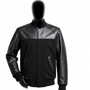 Chenille Broderie Manches En Cuir Personnalisées Bomber Collège Baseball Veste pour Hommes Casual Hommes Streetwear Varsity Veste - Product Image 2