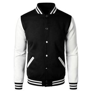 OEM personalizado lienzo Stand Collar Varsity chaqueta al por mayor en blanco de la Universidad de los hombres suéter chaqueta - Product Image 1