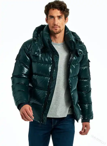 Vestes d'hiver chaudes à capuche pour hommes, logo personnalisé, doudounes tendance, logo personnalisé, grandes tailles, vestes en cuir matelassées pour hommes - Product Image 3