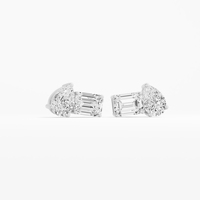 Exclusivos Pendientes de Botón Clásicos Toi Et Moi con Moissanita Corte Esmeralda en Forma de Pera de 1.83 Ctw VABS DIAMOND, Hechos a Mano en Plata 925 para Mujer
