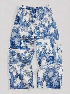 Pantalon de survêtement baggy graphique pour hommes de style Y2K avec cordon de serrage et jambe droite Design Street and Track Wear Fabriqué en polyester - Product Image 5