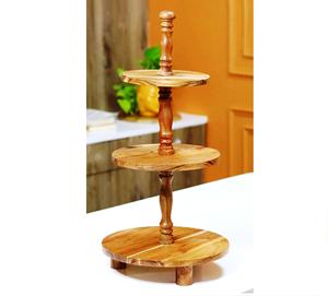 Color marrón 3 niveles Metal y madera Soporte redondo para pastel flor romántica hecha a mano artículos personalizados - Product Image 4