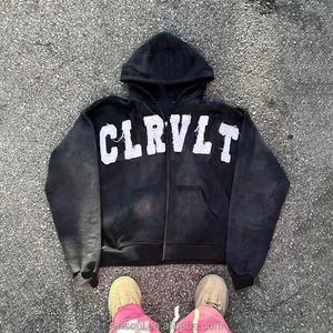 DCY Logo Personnalisé Vintage Wash 500Gsm Sweat À Capuche Sunfaded Zip Sweat 100% Coton Automne Saison Sun Faded Design - Product Image 3