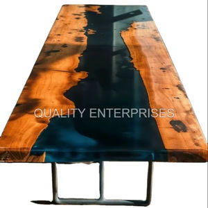 Mesa de Comedor Rectangular de Estilo Moderno, Hecha a Mano con Resina Epoxi y Madera - Product Image 5