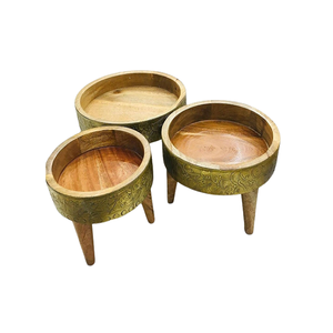 Fantastic Design Wood And Brass Cake Stand With Islamic Work Exclusive Quality Round Shape <b>Dessert</b> Stand In India - Product Image 4