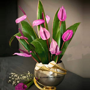 Jarrón de Flores de Aluminio con Diseño de Flores Chapadas en Oro, Material de Vidrio, Jarrón Único Hecho a Mano, Decoración Creativa para el Hogar - Product Image 4