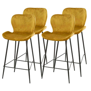 Taburete de Bar Moderno Tapizado, Silla Alta con Asiento de Tela y Respaldo, Patas de Metal para Bar de Hotel, Muebles de Cafetería - Product Image 5