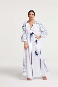 Vestido de novia ucraniano bordado globo elegante diseño personalizado de manga larga con cuello en V ropa de fiesta gitana tamaño libre - Product Image 3