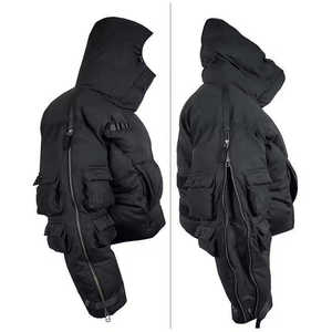 2025 Nueva chaqueta de invierno ligera de moda para hombres logotipo personalizado burbuja Casual cálido Puffer con cuello de lona con capucha - Product Image 6