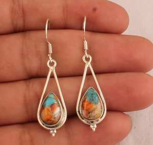 Pendientes de Plata de Ley 925 con Forma de Lágrima, Turquesa de Cobre, Hechos a Mano, para Mujer, Regalo de Boda, para Damas de Honor, a la Moda - Product Image 1