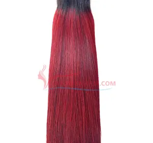 Rotes ombre knochengerades Remy-Haar professionelle doppelt gezeichnete menschliche Verlängerung aus Vietnam zu verkaufen
