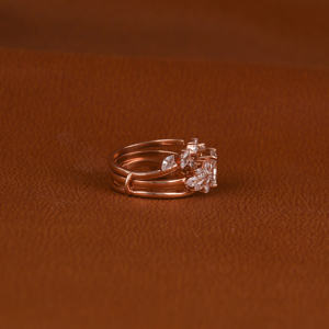 Ensemble de bagues de fiançailles en diamant de laboratoire 1.6 carats coupe rayonnante Vintage taille marquise diamant latéral plaqué or rose certifié IGI - Product Image 4