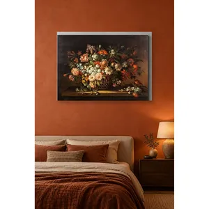 Impression sur toile de fleurs d'oranger Fida dans un panier en osier sur table, nature morte - Product Image 2
