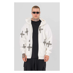 Men's Winter Embroidered Hoodies & Sweatshirts Customizable Plus Size 100% Cotton Oversized Fit Zipper-Up Style ODM Eco-Friendly - Product Image 2