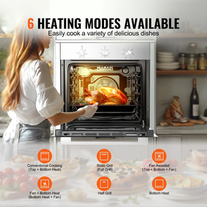 Horno Eléctrico Empotrable de Pared con 6 Funciones, 2.6-8 Cuadrados Metros F-t - Product Image 3