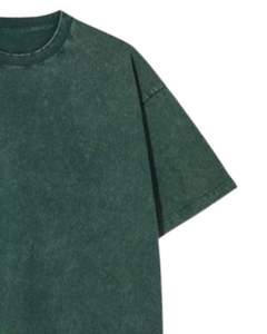 Customized Unisex Oversized Washed Dark Green Cotton T Shirt Vintage Style Drop Shoulder Streetwear Casual Summer Unisex Tee <b>Top</b> - Product Image 2