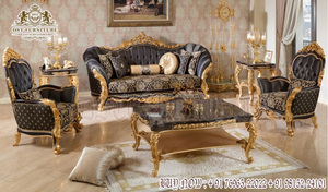 Juego de Sofás de Lujo de Estilo Francés, Tallado a Mano en Madera de Teca, Acabado Dorado, para Sala de Estar, Color y Tamaño Personalizables, Duradero, Sydney - Product Image 3