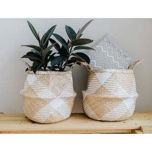 Best Price Large White Patterned <b>Basket</b> Cotton Rope <b>Laundry</b> <b>Basket</b> with Handles Decorative Storage <b>Basket</b> for Clothes and Toys - Product Image 1