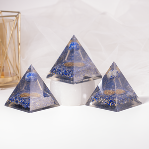 Pyramide d'orgone semi-précieuse en lapis-lazuli avec globe pour la méditation et la décoration – Meilleure vente - Product Image 1